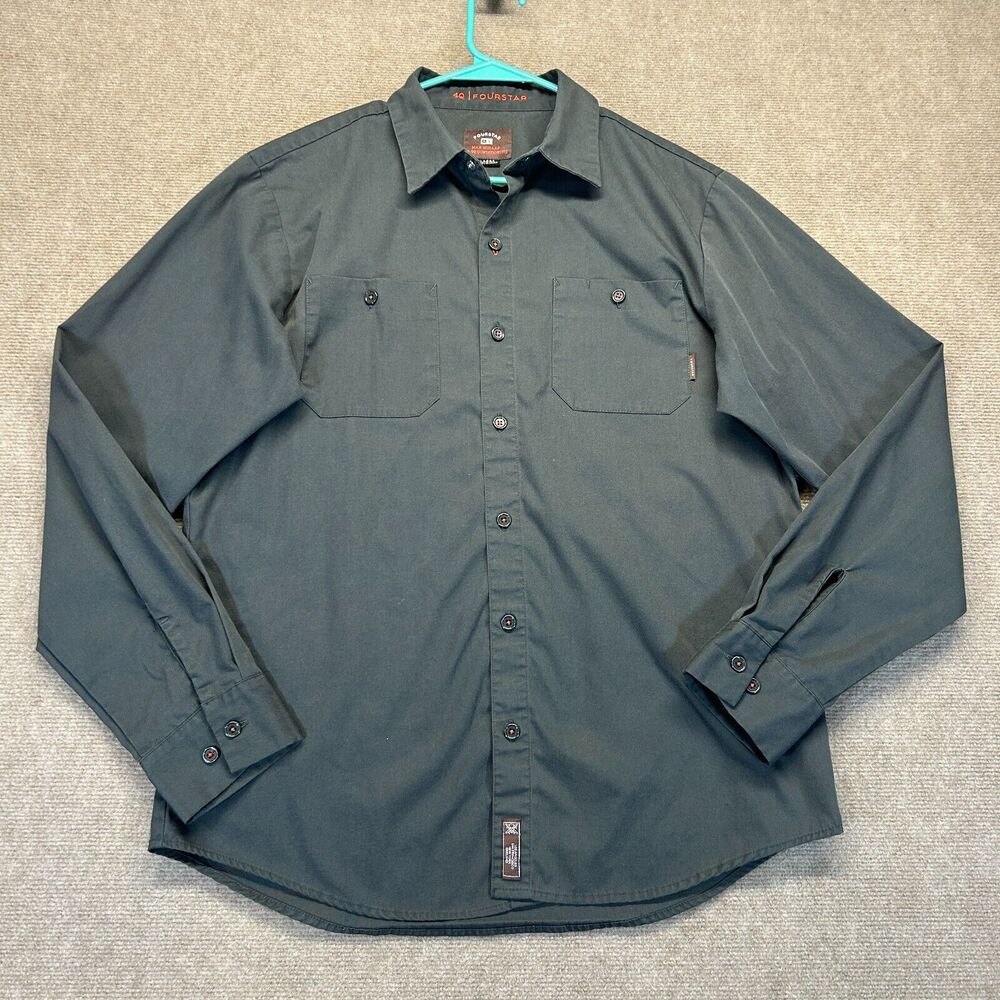 4Q Conditioning Max Schaaf Fourstar Flannel Shirt Men's Large Gray Long Sleeve